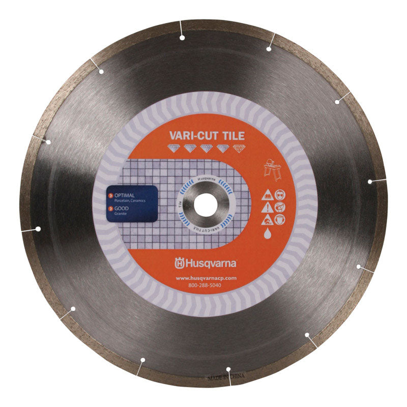 HUSQVARNA CONSTRUCTION PRODUCTS, Husqvarna 10 in. D X 1 in. Vari-Tile Diamond Segmented Rim Diamond Saw Blade