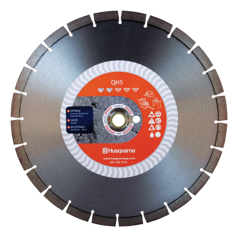 HUSQVARNA CONSTRUCTION PRODUCTS, Husqvarna 12 in. D X 1 in. QH5 Diamond Segmented Rim Diamond Saw Blade 24 teeth 1 pk