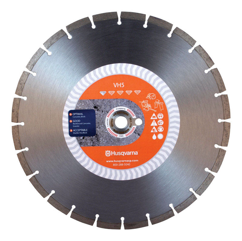 HUSQVARNA CONSTRUCTION PRODUCTS, Husqvarna 14 in. D X 1 in. VH5 Diamond Segmented Rim Diamond Saw Blade 24 teeth 1 pk