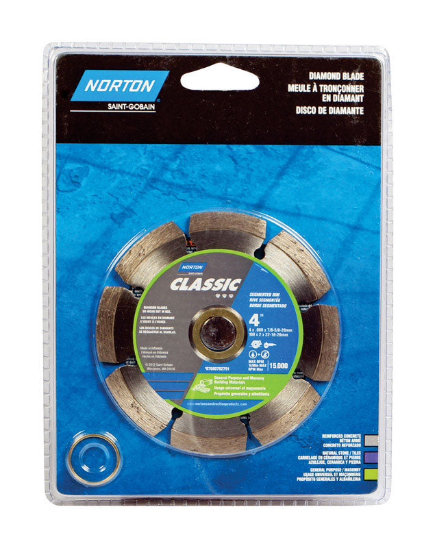 SAINT-GOBAIN ABRASIVES INC, Norton 4 in. D X 5/8 and 7/8 mm Classic Diamond Segmented Rim Saw Blade 1 pc