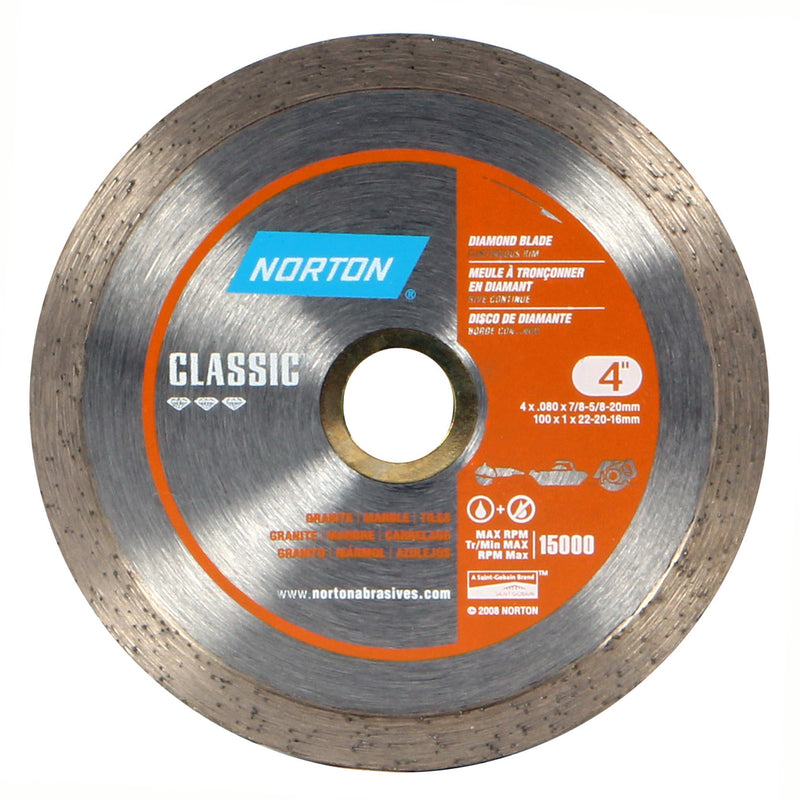 SAINT-GOBAIN ABRASIVES INC, Norton Clipper 4 in. D X 5/8 and 7/8 in. Classic Diamond Continuous Rim Blade 1 pc