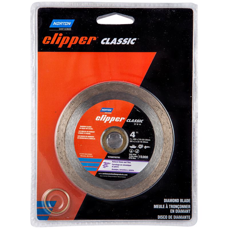 SAINT-GOBAIN ABRASIVES INC, Norton Clipper 4 in. D X 5/8 and 7/8 in. Classic Diamond Continuous Rim Blade 1 pc