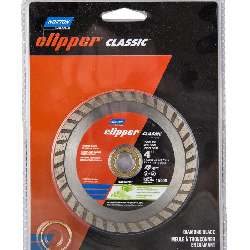 SAINT-GOBAIN ABRASIVES INC, Norton Clipper 4 in. D X 5/8 and 7/8 mm Diamond Turbo Rim Blade 1 pc