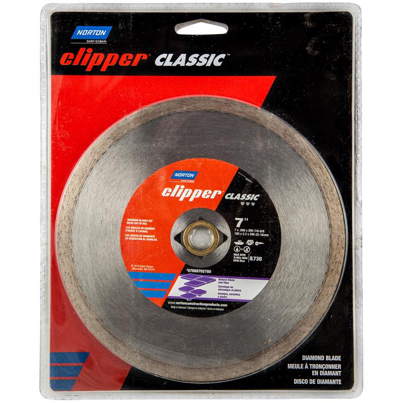 SAINT-GOBAIN ABRASIVES INC, Norton Clipper 7 in. D X 5/8 and 7/8 in. Diamond Continuous Rim Diamond Saw Blade 1 pk