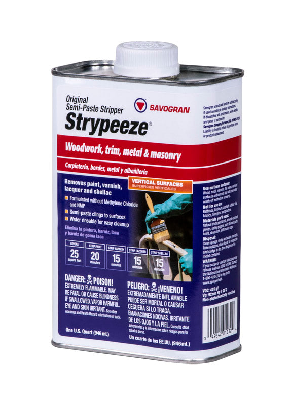 SAVOGRAN CO, Savogran Strypeeze Paint and Varnish Remover 1 qt