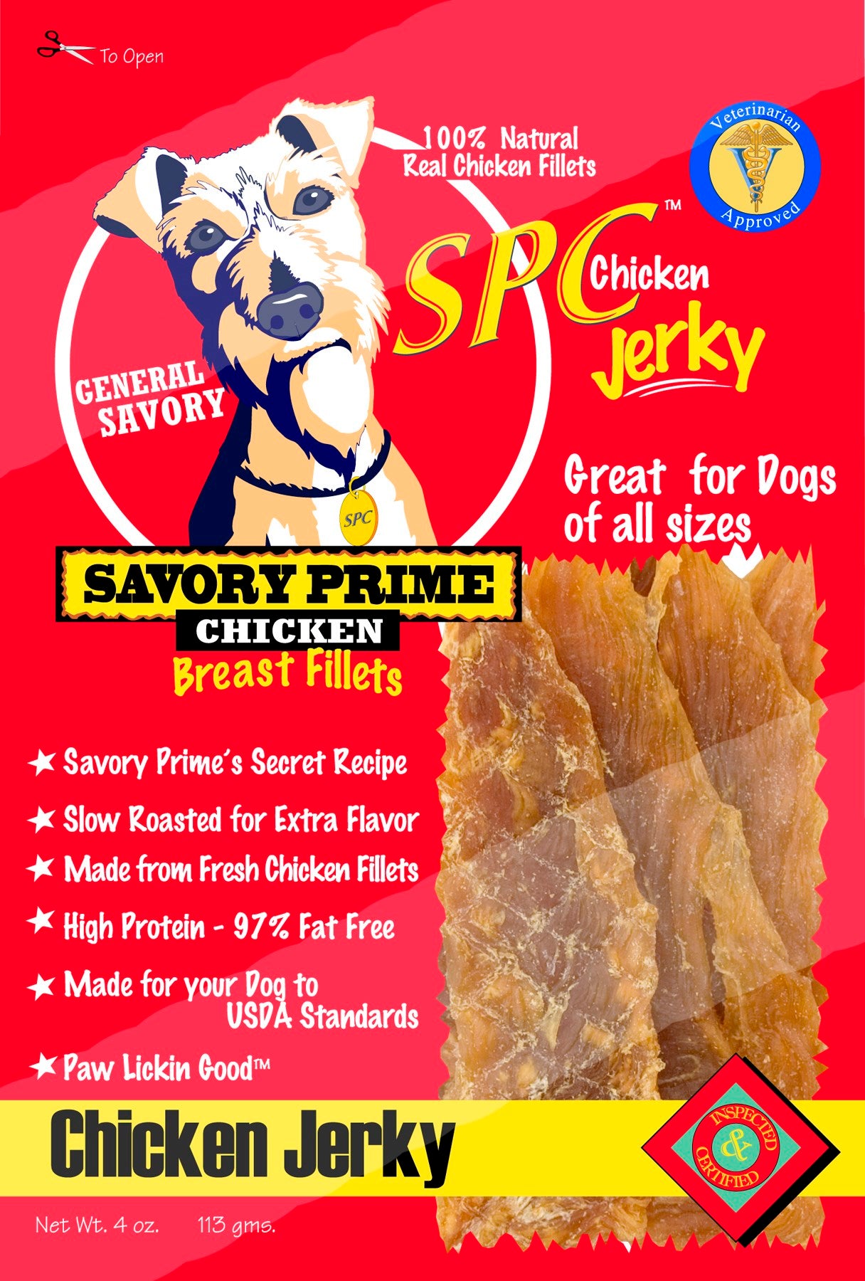 Savory Prime, Savory Prime 30004 4 Oz Chicken Jerky For Dogs