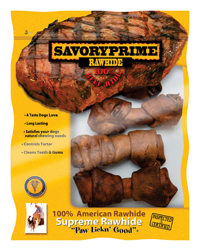 S & M PROFESSIONALS INC, Savory Prime All Size Dogs Adult Knotted Bone Beef 4-5 in. L 4 pk