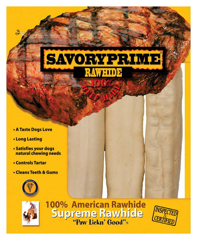 S & M PROFESSIONALS INC, Savory Prime All Size Dogs Adult Rawhide Bone Natural 6-7 in. L 3 pk