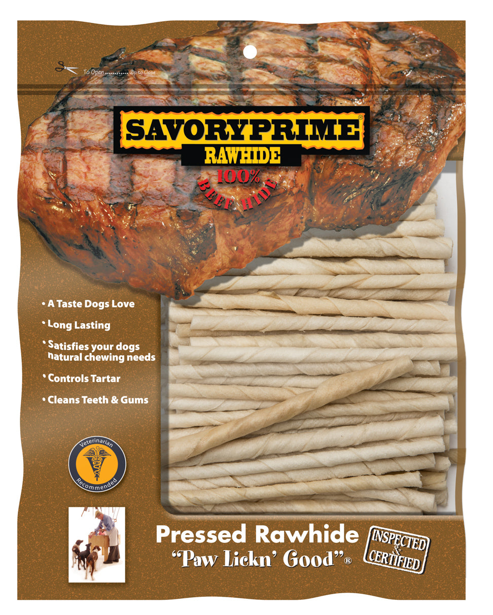 S & M PROFESSIONALS INC, Savory Prime All Size Dogs Pressed Bone Rawhide 5 in. L 100 pk