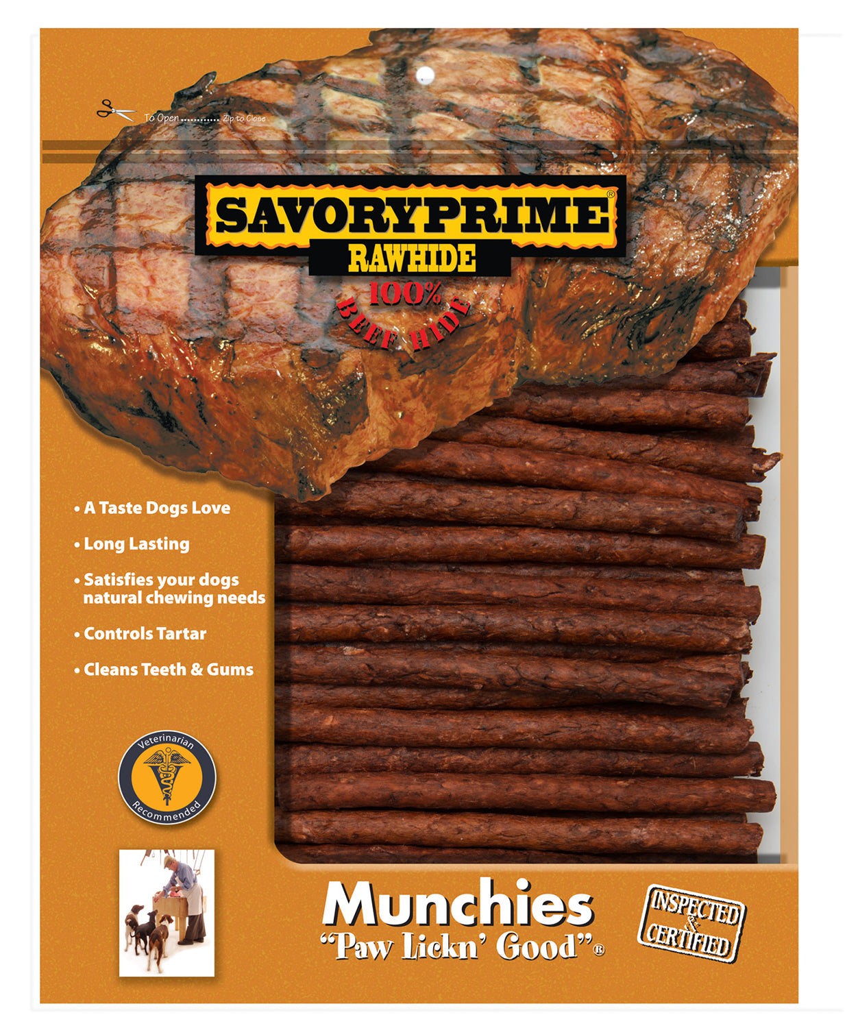 S & M PROFESSIONALS INC, Savory Prime Beef Rowhide Grain Free Bone For Dogs 100 pk