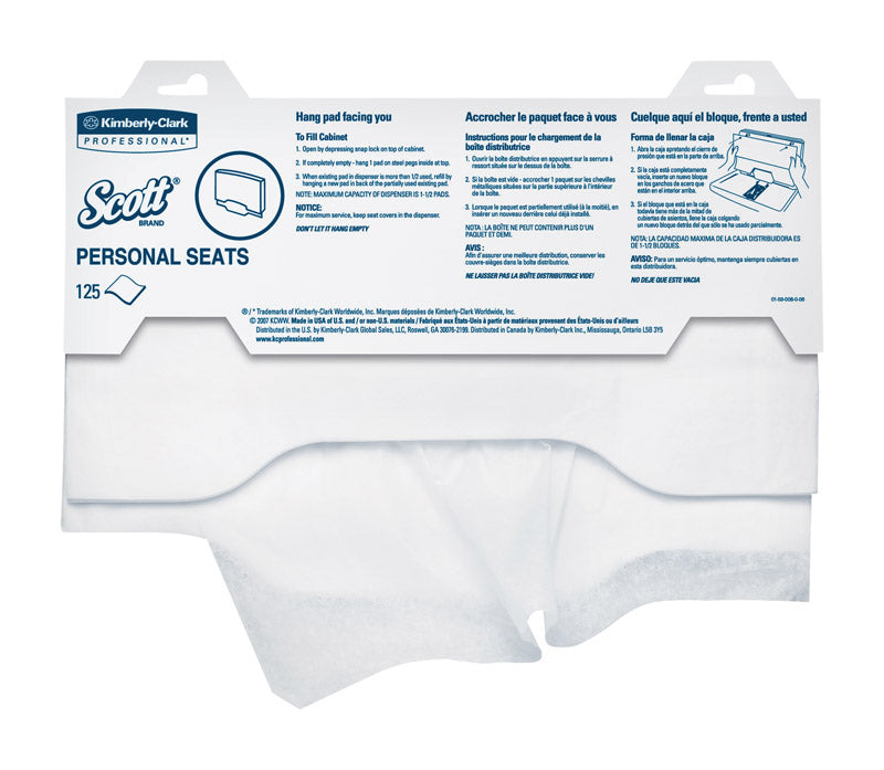 KIMBERLY-CLARK CORP, Scott Pro Flushable Toilet Seat Covers 1 Rolls 125 sheet 18 in.