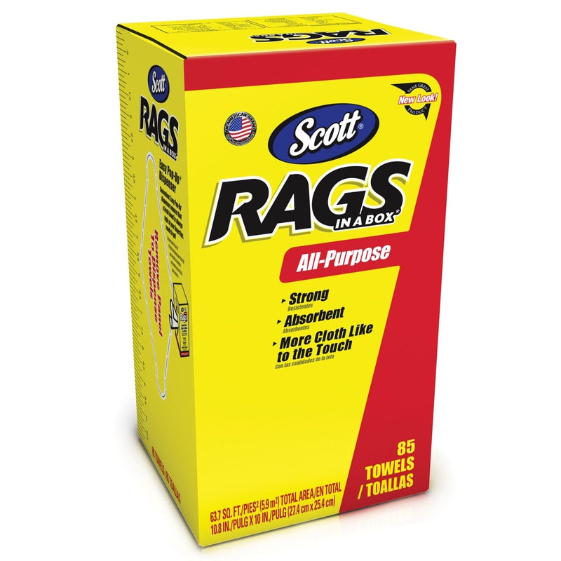 KIMBERLY-CLARK CORP, Scott Rags In A Box Fiber Blend Rags 10 in. W x 10.8 in. L 85 pk