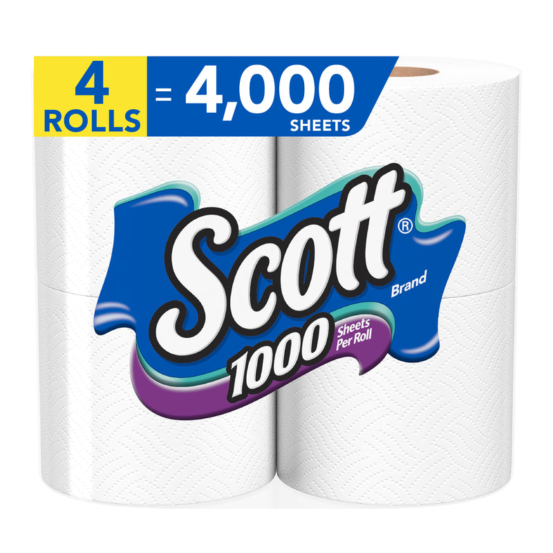 KIMBERLY-CLARK CORP, Scott Toilet Paper 4 roll 1000 sheet 4 in. (Pack of 12)