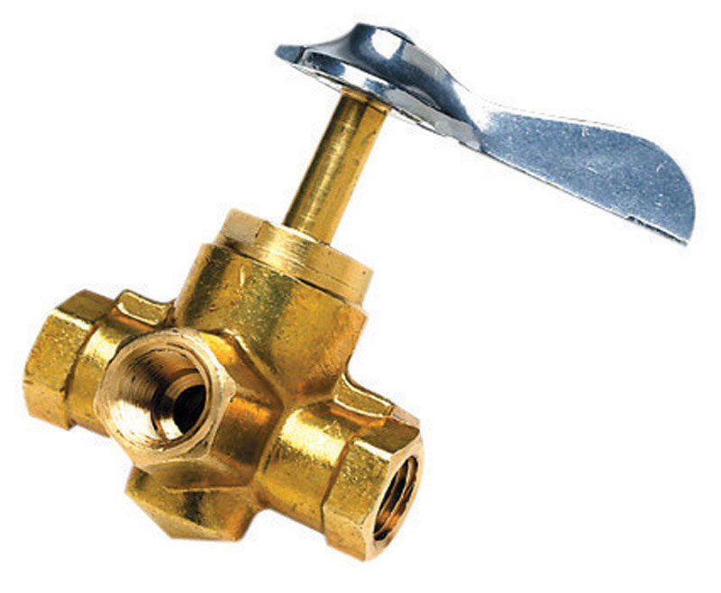 SEACHOICE/LAND&SEA INC., Seachoice 3 Way Fuel Line Valve Female For Marine Fuel Systems 1/4 In. X 1/4 In. Brass